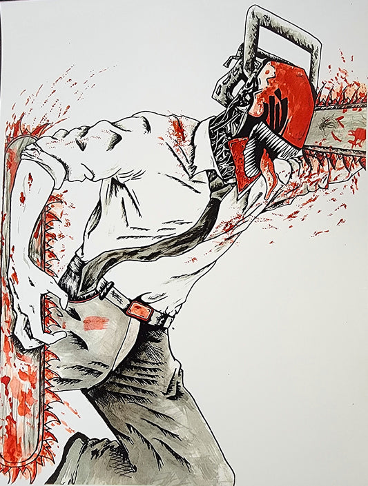 Ink drawing of Chainsaw man